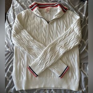 Men’s BB Red Fleece Cable Knit Half-Zip